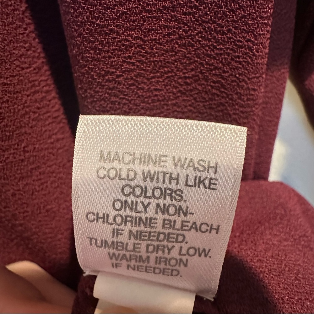 J. Jill 3/4‑Sleeve Blouse Women’s Small | Burgundy/Wine Pleated‑Hem Tunic Top - Picture 6 of 8